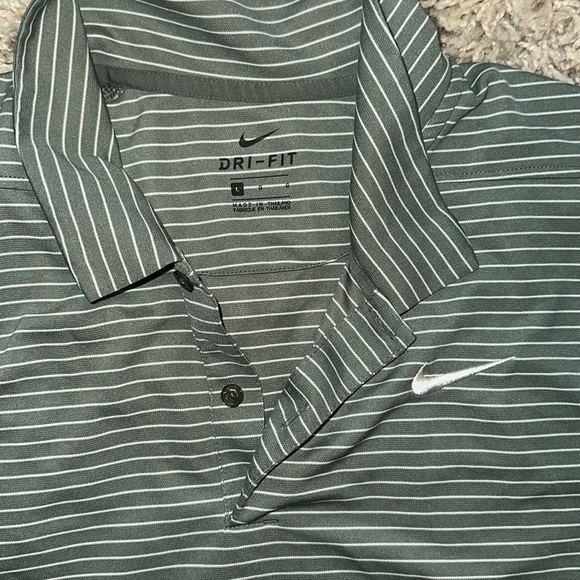 SOLD Nike Dri-fit Polo Shirt- Green Striped - Picture 2 of 4